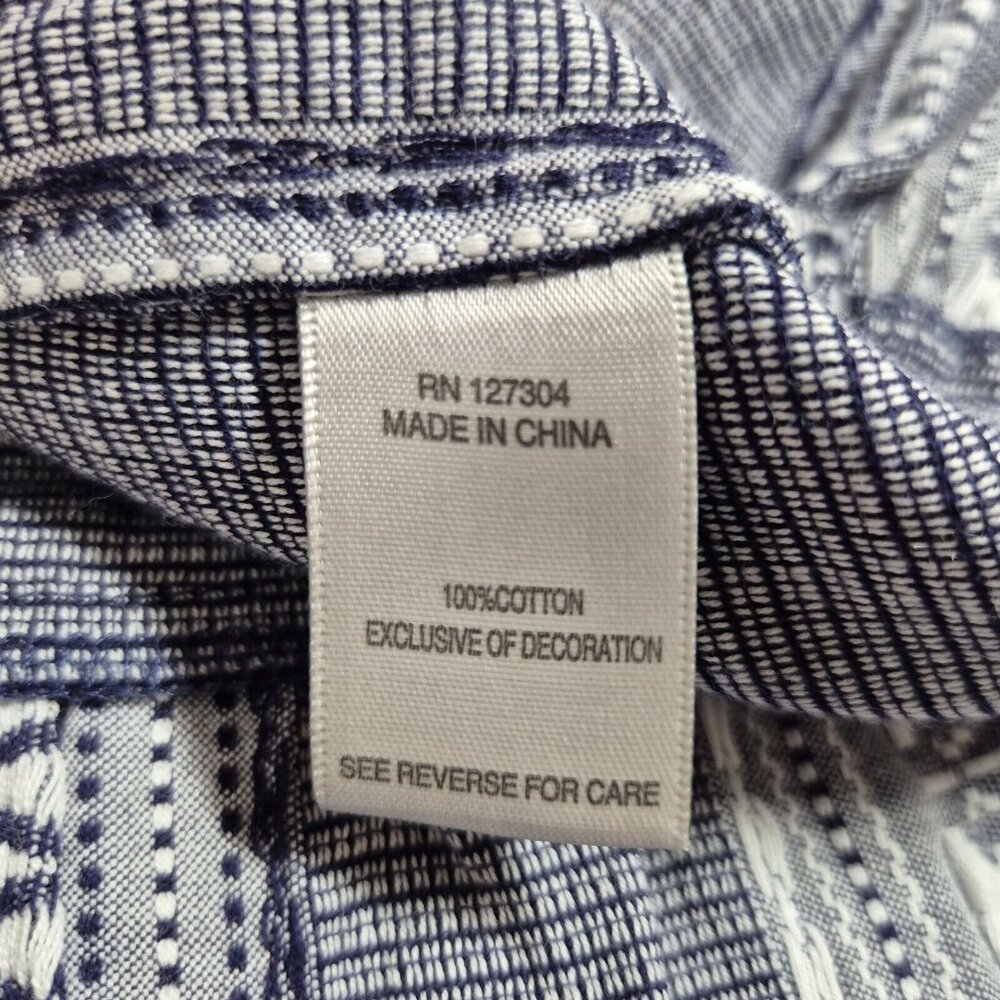 John Mark Women's Dress Size L Floral Embroidered Blue White Pink Stripe (29) - Picture 10 of 11